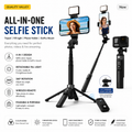 All-in-One Selfie Stick Tripod with Detachable Fill Light & Wireless Remote | 135cm | Quality Valley