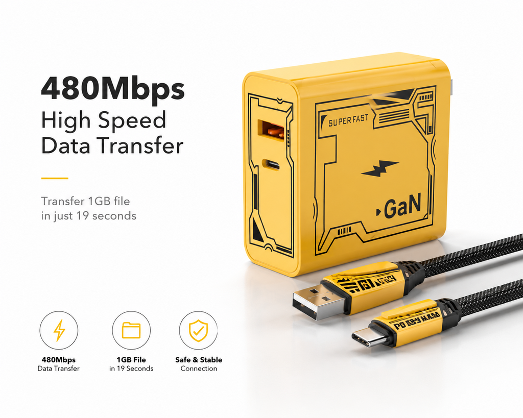 Quality Valley 120W GaN Fast Charger with 4-in-1 Fast Charging Cable | USB-C PD & USB-A QC | Universal Fast Charging Kit