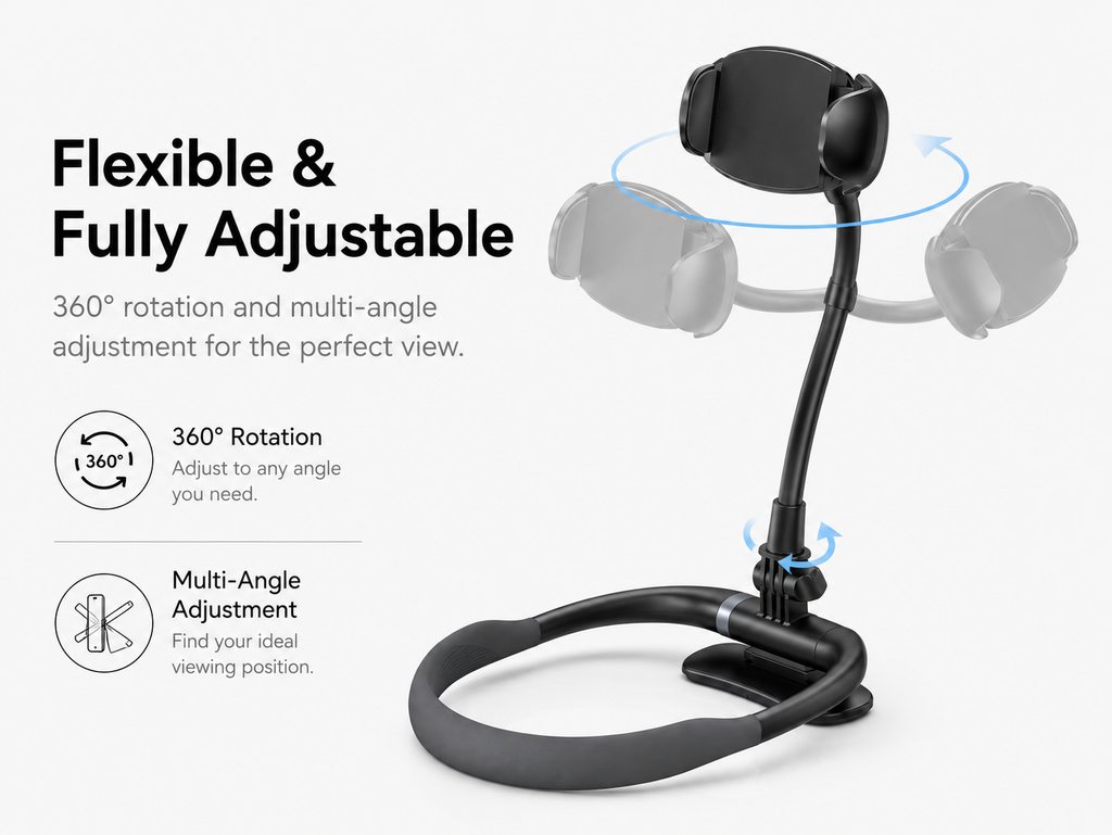 Hands-Free Neck Phone Holder for Video Calls, Movies & POV Recording