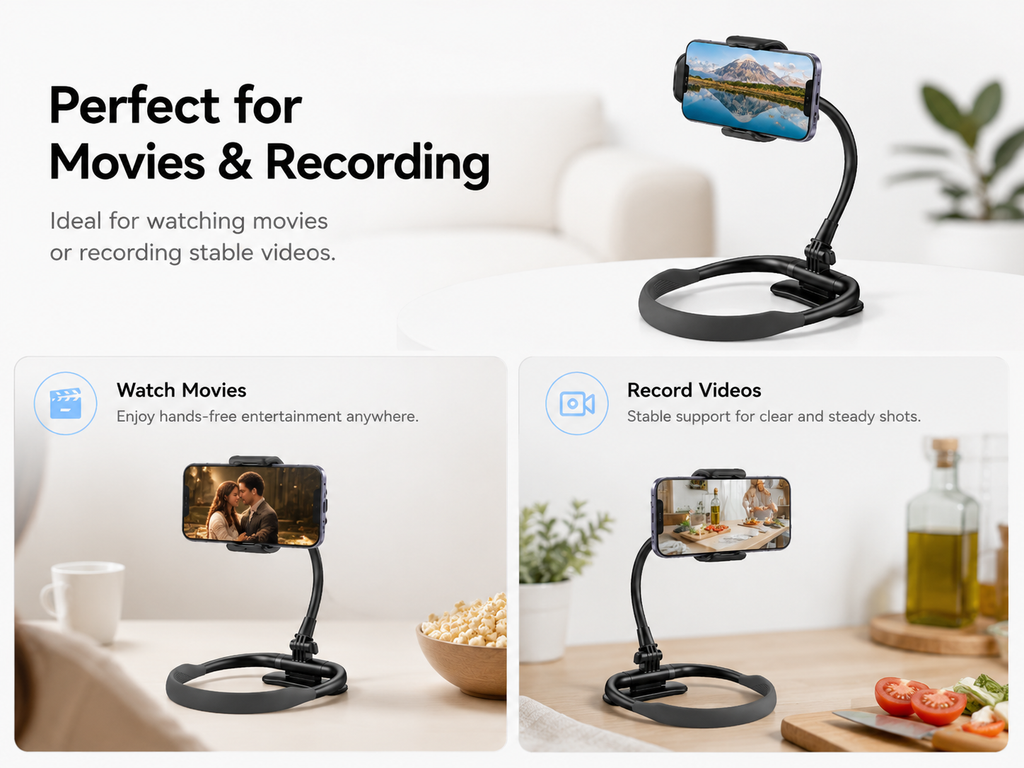 Hands-Free Neck Phone Holder for Video Calls, Movies & POV Recording