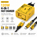 Quality Valley 120W GaN Fast Charger with 4-in-1 Fast Charging Cable | USB-C PD & USB-A QC | Universal Fast Charging Kit